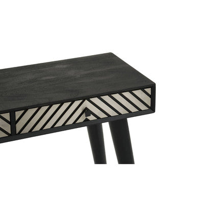 Silver and White Two Drawer Console Table in Acacia Wood, Boho