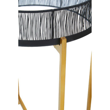 Set of 2 Black Wire and Gold Metal Frame Nesting Tables, Enzo