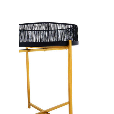 Set of 2 Black Wire and Gold Metal Frame Nesting Tables, Enzo