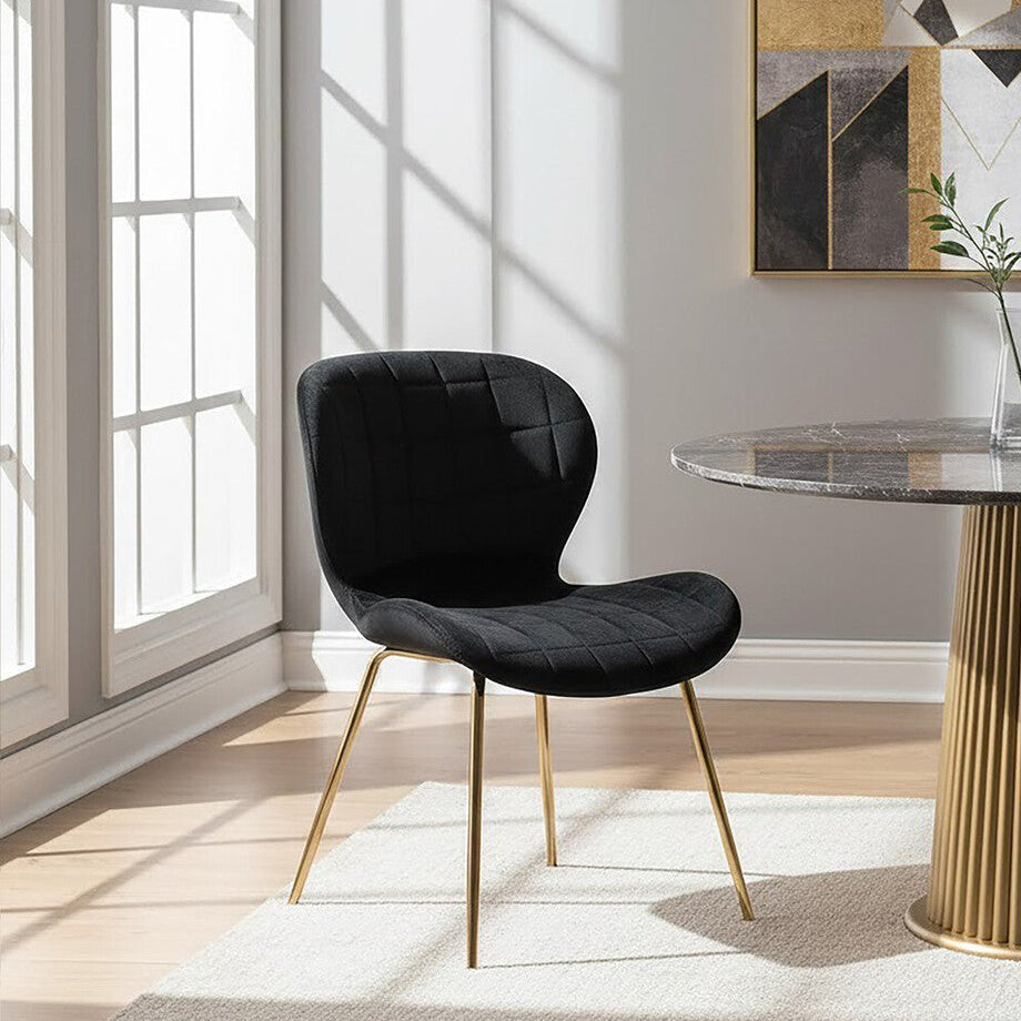 Warton Black Velvet Dining Chair
