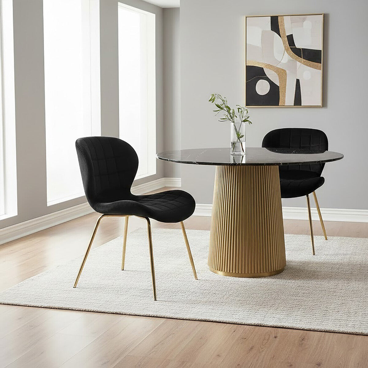 Warton Black Velvet Dining Chair