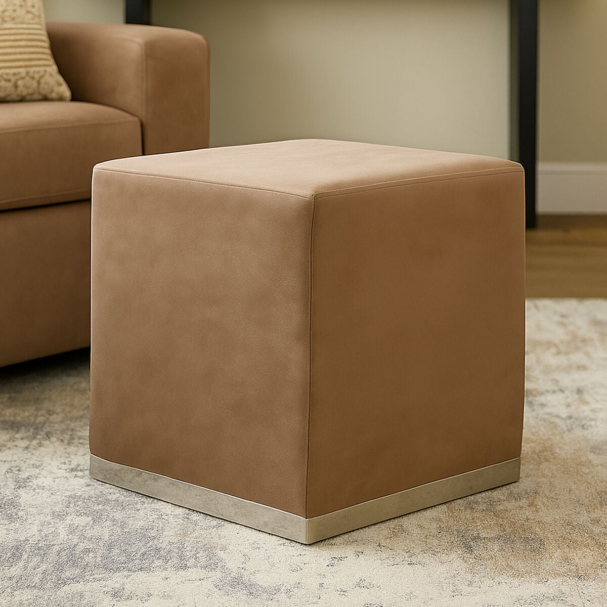 Hagen Mink And Silver Square Stool