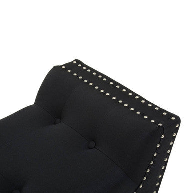 Alea Black Fabric Bench with Button Tufted Seat