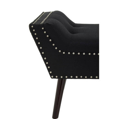 Alea Black Fabric Bench with Button Tufted Seat