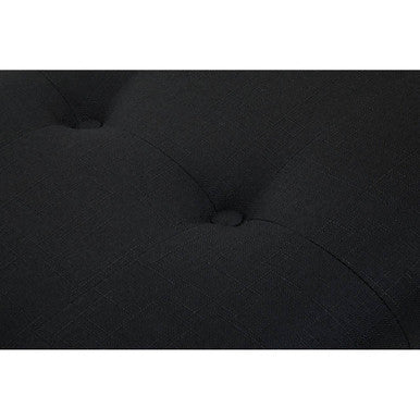 Alea Black Fabric Bench with Button Tufted Seat