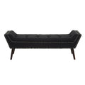 Alea Black Fabric Bench with Button Tufted Seat