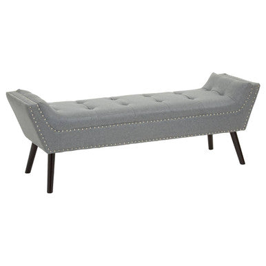 Alea Grey Fabric Bench with Button Tufted Seat