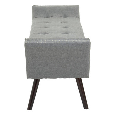 Alea Grey Fabric Bench with Button Tufted Seat