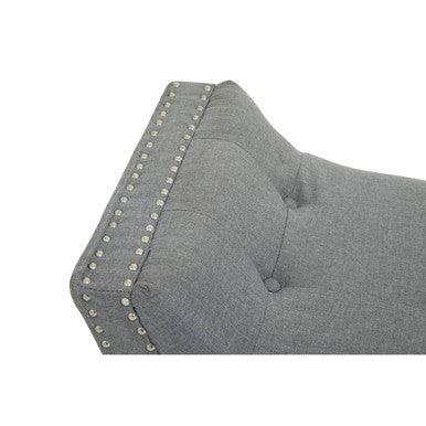 Alea Grey Fabric Bench with Button Tufted Seat