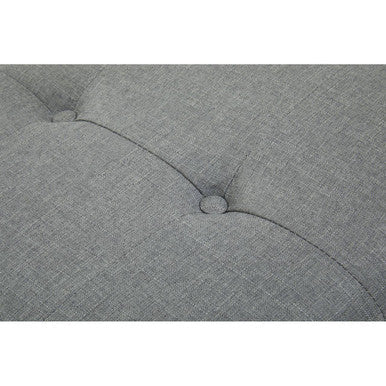 Alea Grey Fabric Bench with Button Tufted Seat