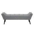 Alea Grey Fabric Bench with Button Tufted Seat