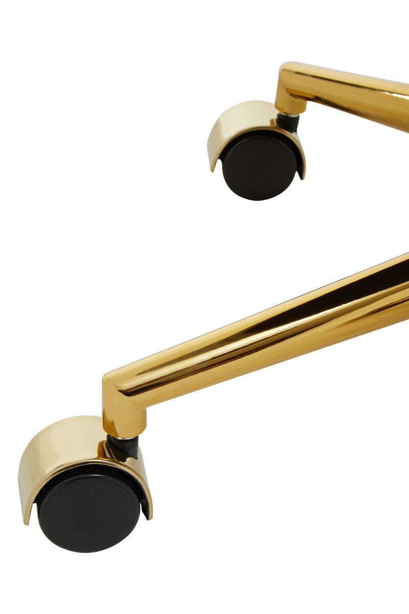 Anita Grey Velvet Office Chair with Gold Swivel Base