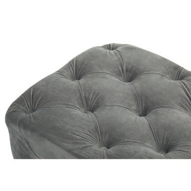 Alea Grey Velvet Bench with Button Tufted Seat