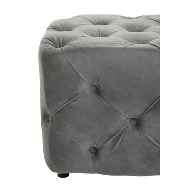Alea Grey Velvet Bench with Button Tufted Seat