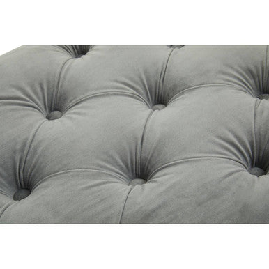 Alea Grey Velvet Bench with Button Tufted Seat