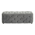 Alea Grey Velvet Bench with Button Tufted Seat
