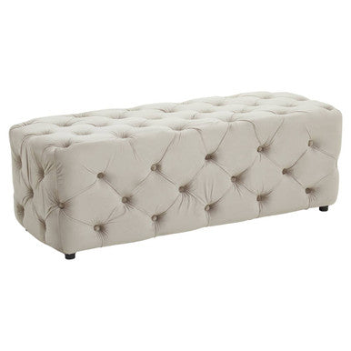 Alea Mink Velvet Bench with Button Tufted Seat