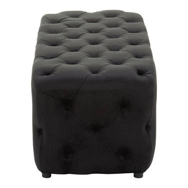 Alea Black Velvet Bench with Button Tufted Seat