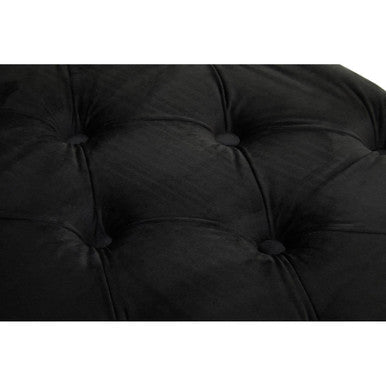 Alea Black Velvet Bench with Button Tufted Seat