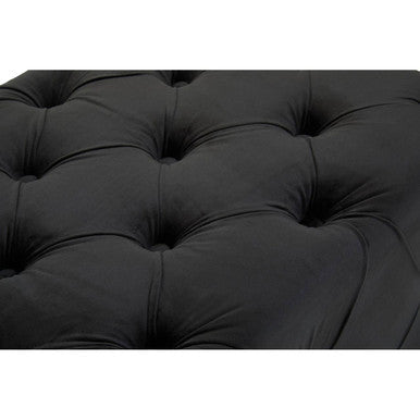 Alea Black Velvet Bench with Button Tufted Seat