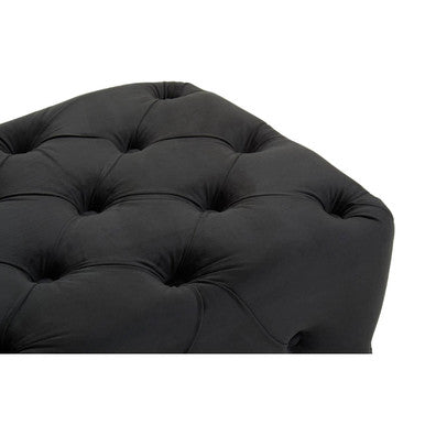 Alea Black Velvet Bench with Button Tufted Seat