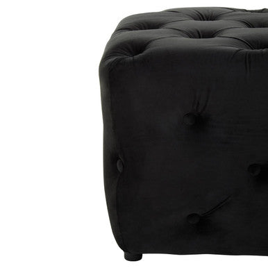 Alea Black Velvet Bench with Button Tufted Seat