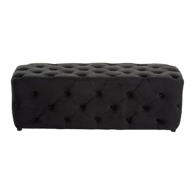 Alea Black Velvet Bench with Button Tufted Seat