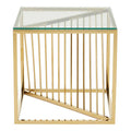Amella Gold Stainless Steel Side Table with Clear Tempered Glass Top