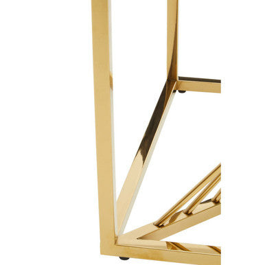 Amella Gold Stainless Steel Side Table with Clear Tempered Glass Top