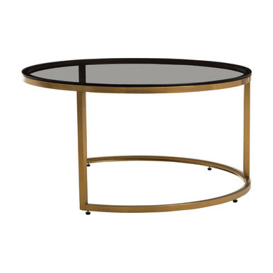 Alana Gold Metal and Tinted Glass Set of 2 Nesting Coffee Tables