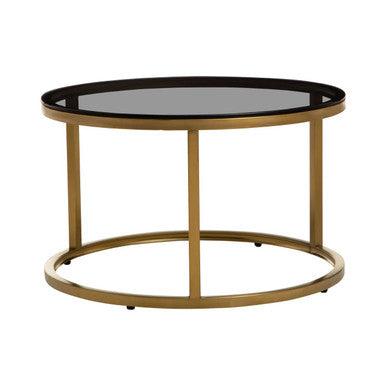 Alana Gold Metal and Tinted Glass Set of 2 Nesting Coffee Tables