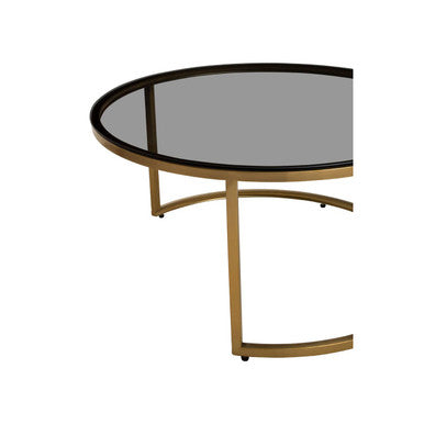 Alana Gold Metal and Tinted Glass Set of 2 Nesting Coffee Tables