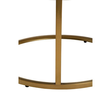 Set of 2 Black Tinted Glass Round Tops Nesting Coffee Tables with Brushed Gold Stainless Steel Frames, Alana