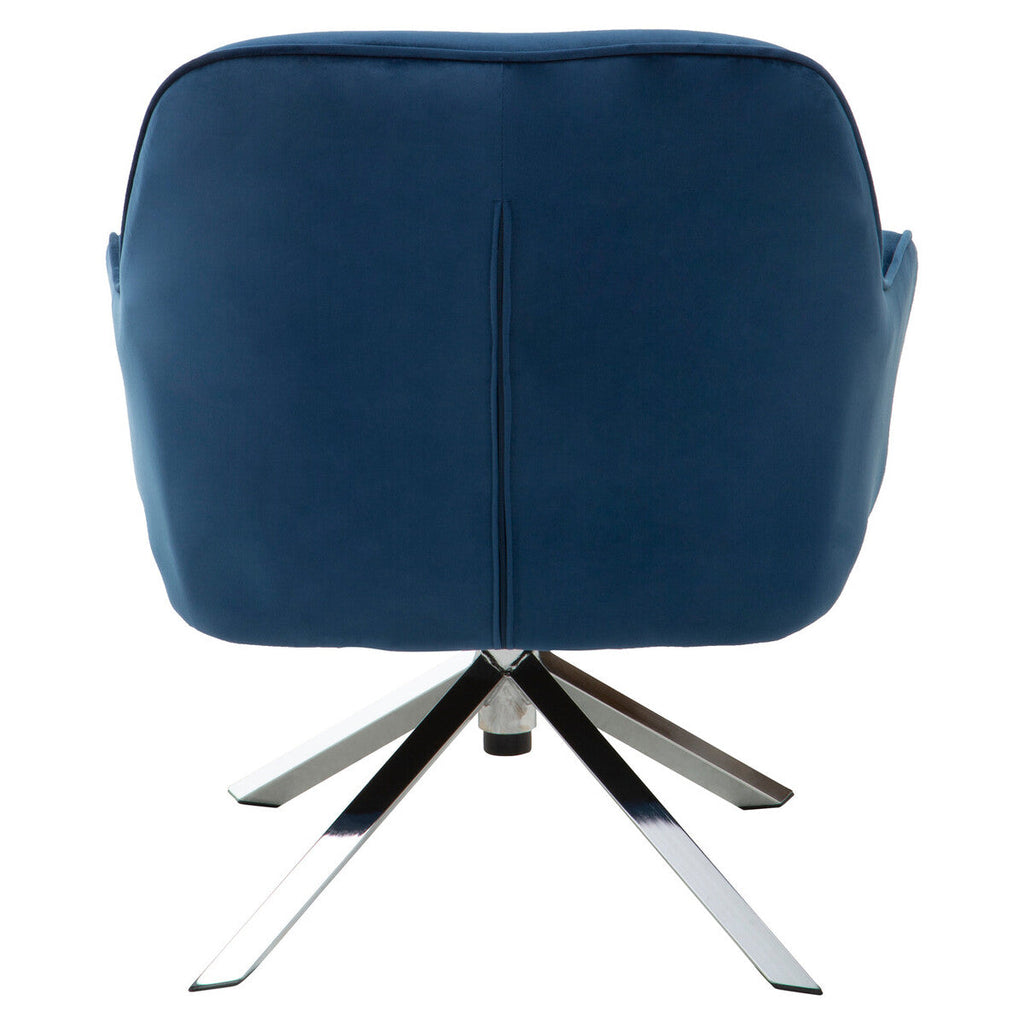 Avery Midnight Blue Velvet Swivel Chair with Curved Back