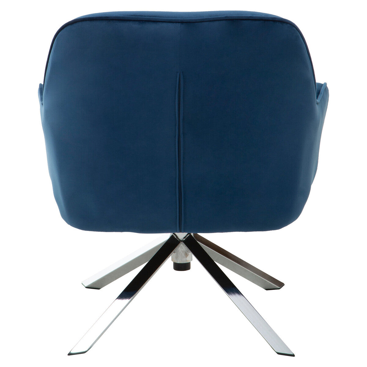 Avery Midnight Blue Velvet Swivel Chair with Curved Back