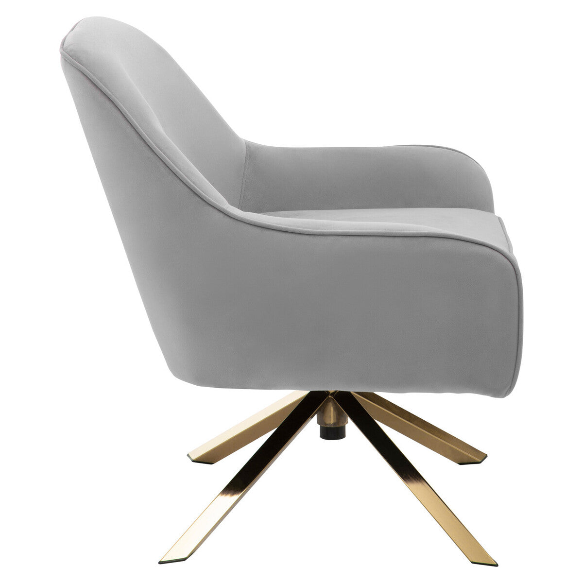Avery Grey Velvet Swivel Chair with Curved Back