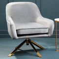 Avery Grey Velvet Swivel Chair with Curved Back