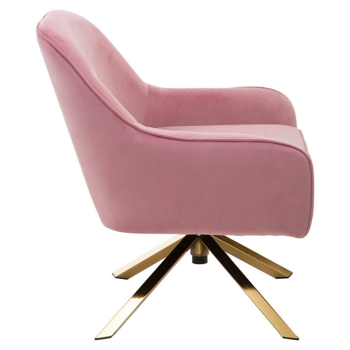 Avery Pink Velvet Swivel Chair with Curved Back
