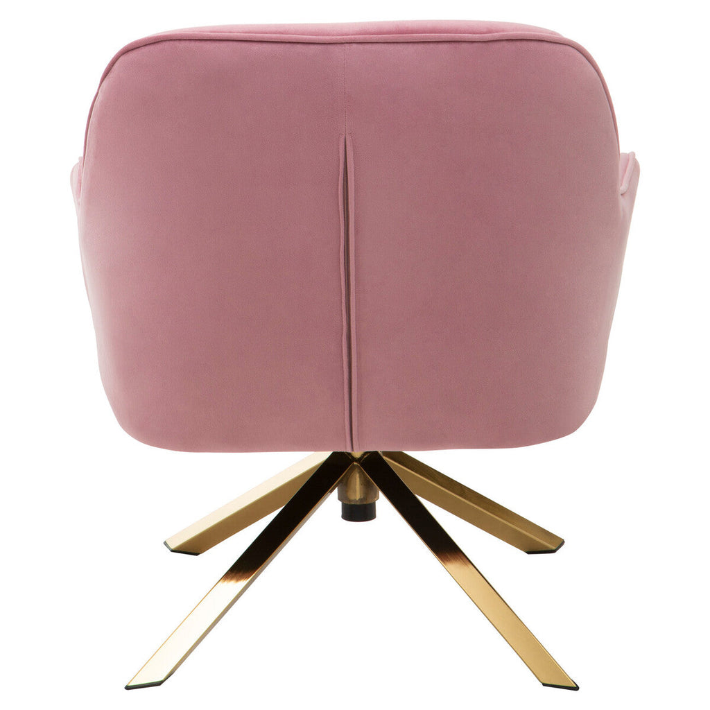 Avery Pink Velvet Swivel Chair with Curved Back