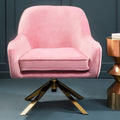 Avery Pink Velvet Swivel Chair with Curved Back