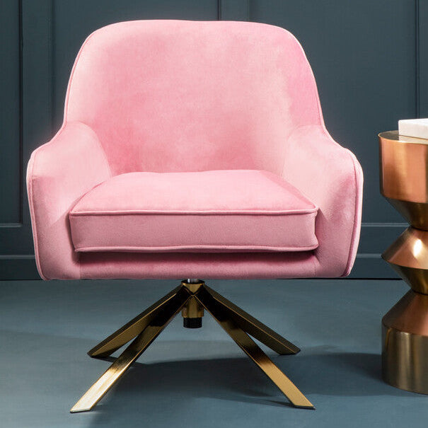 Avery Pink Velvet Swivel Chair