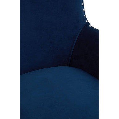 Wexley Blue Velvet Wingback Lounge Chair with Stud Detail