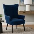 Wexley Blue Velvet Wingback Lounge Chair with Stud Detail