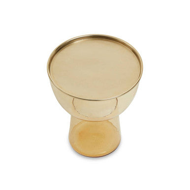 Retro Amber Glass Side Table with Gold-Tone Metal Frame, Martini