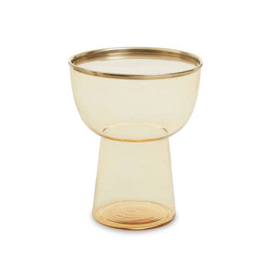 Retro Amber Glass Side Table with Gold-Tone Metal Frame | Martini