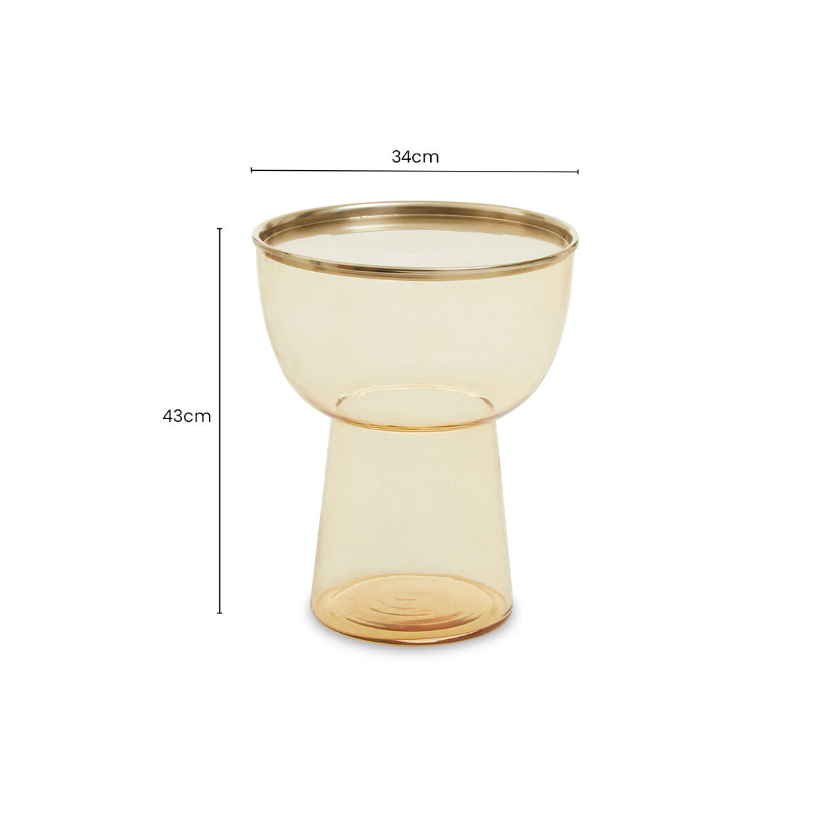 Retro Amber Glass Side Table with Gold-Tone Metal Frame | Martini