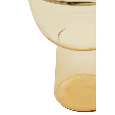 Retro Amber Glass Side Table with Gold-Tone Metal Frame, Martini