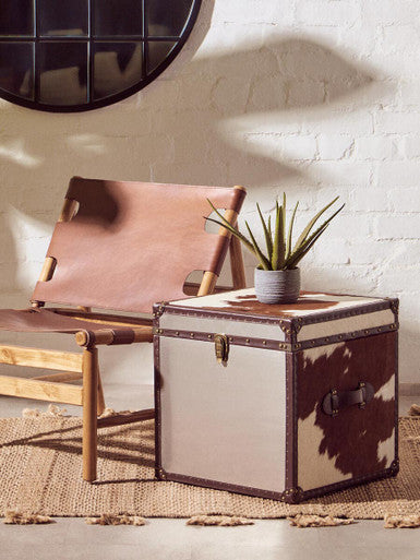 Kendari Antique Brown Leather Sling Chair