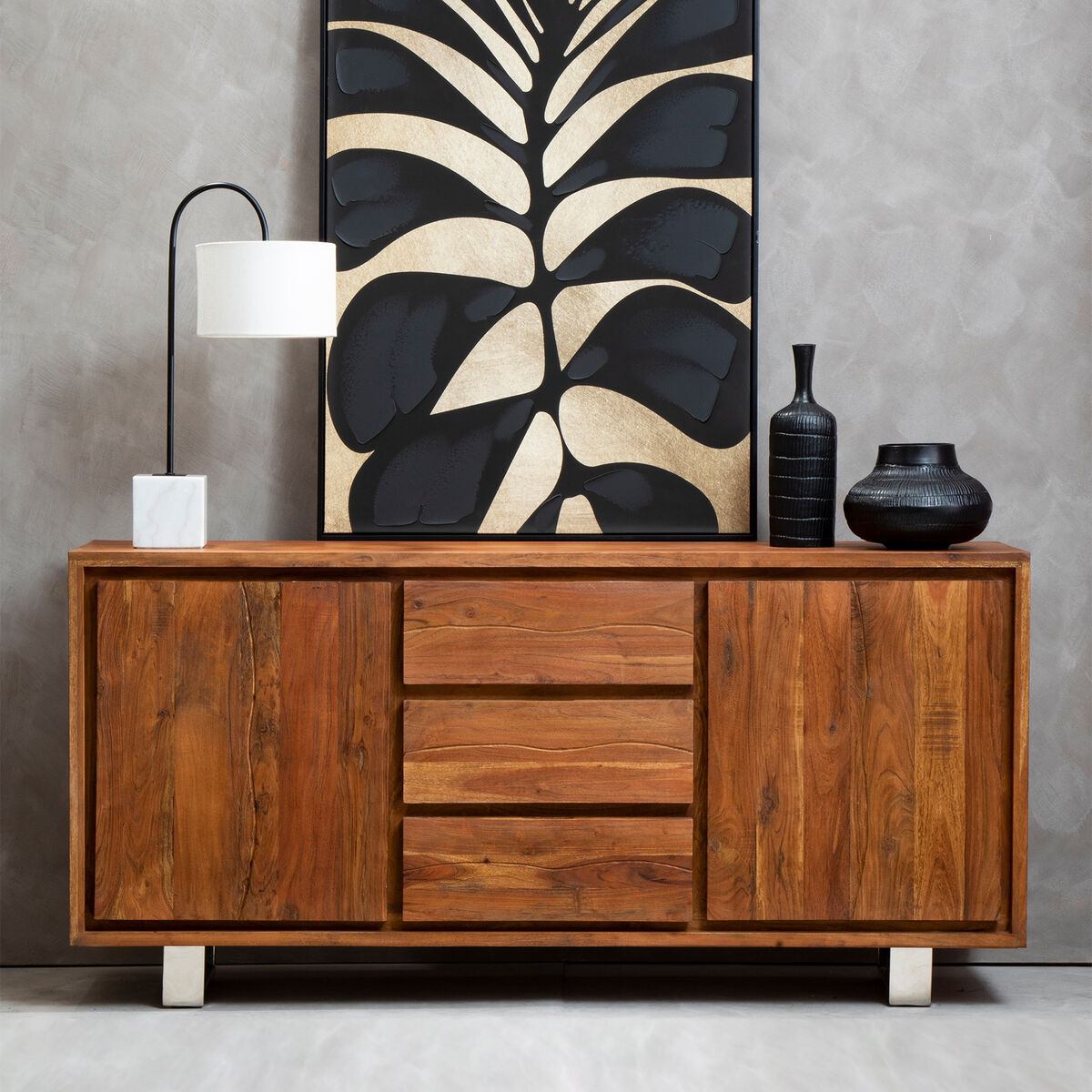 Simla Acacia Wood 2 Doors and 3 Drawers Sideboard