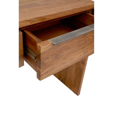 Brown Sheesham and Acacia Wood Console Table with Two Storage Drawers, Surati